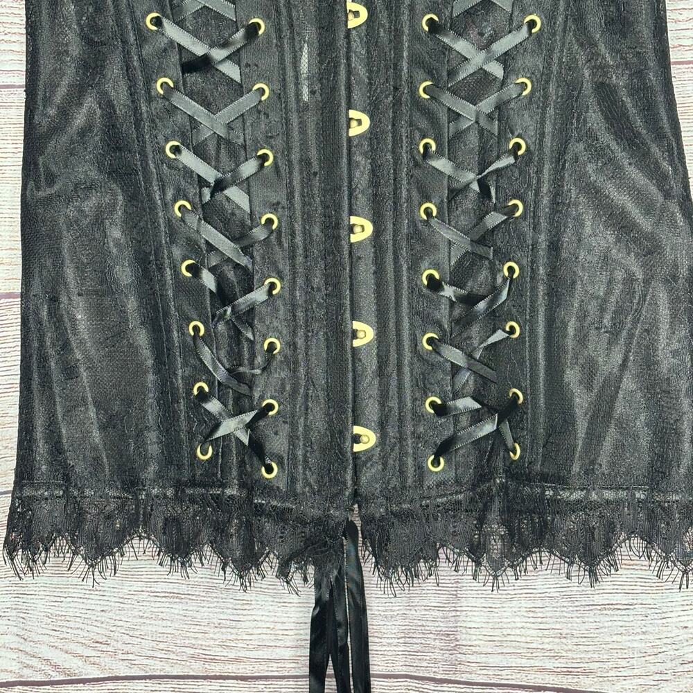 Adore Me Avelle Contour Lace Up Black Ribbon Tie Cosplay Corset New Size Large - Picture 10 of 14